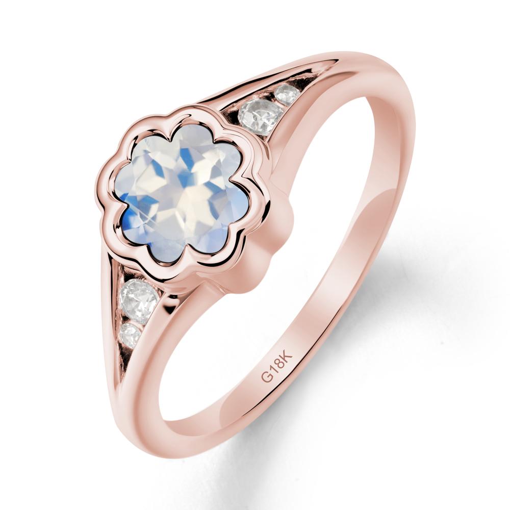 Split Band Flower Shaped Moonstone Ring - LUO Jewelry #metal_18k rose gold