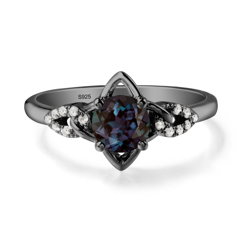 Floral Inspired Alexandrite Ring with Leaves - LUO Jewelry #metal_black finish sterling silver