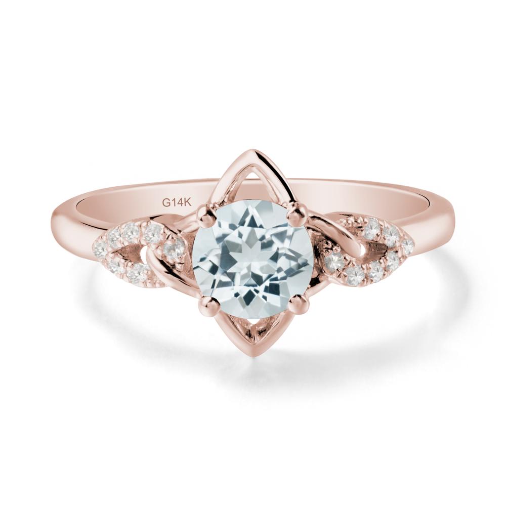 Floral Inspired Aquamarine Ring with Leaves - LUO Jewelry #metal_14k rose gold