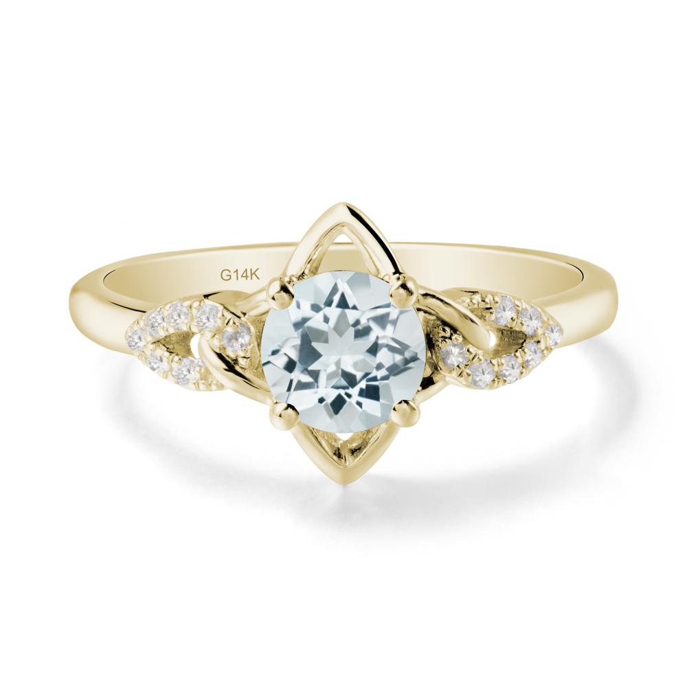 Floral Inspired Aquamarine Ring with Leaves - LUO Jewelry #metal_14k yellow gold