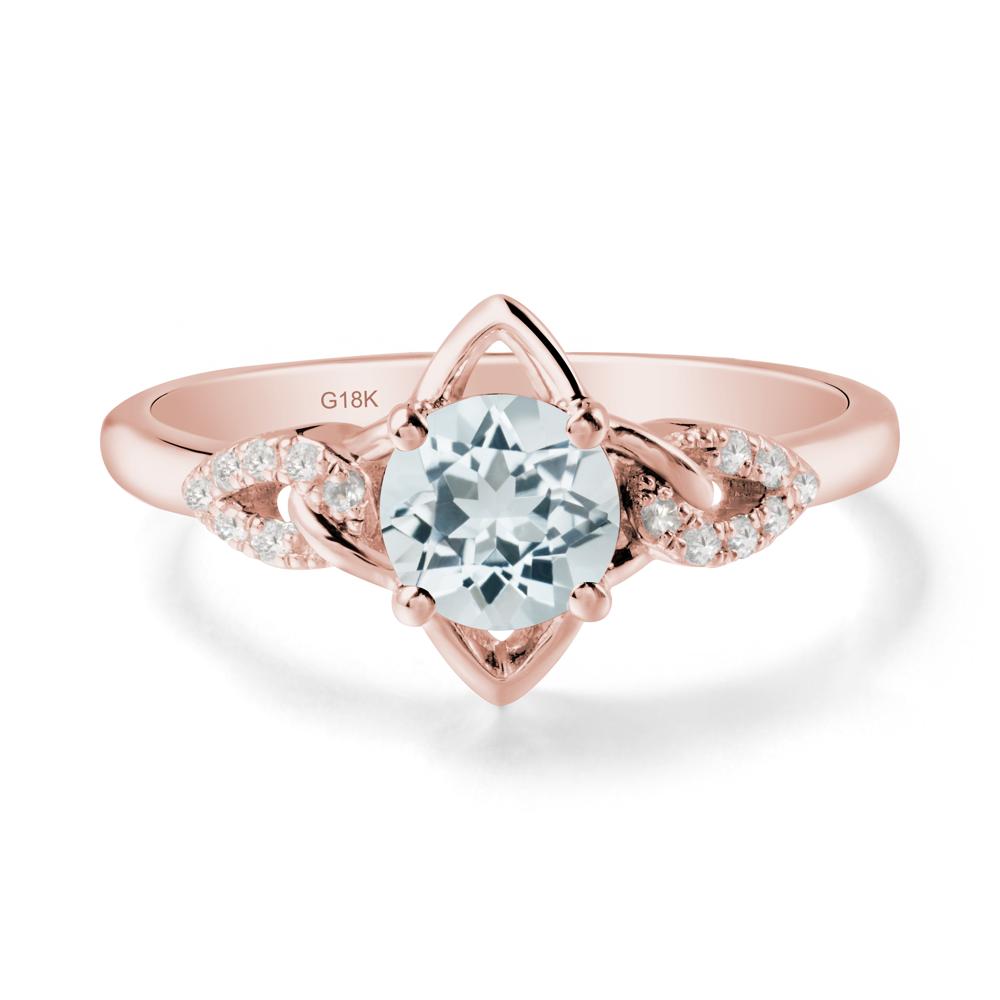 Floral Inspired Aquamarine Ring with Leaves - LUO Jewelry #metal_18k rose gold