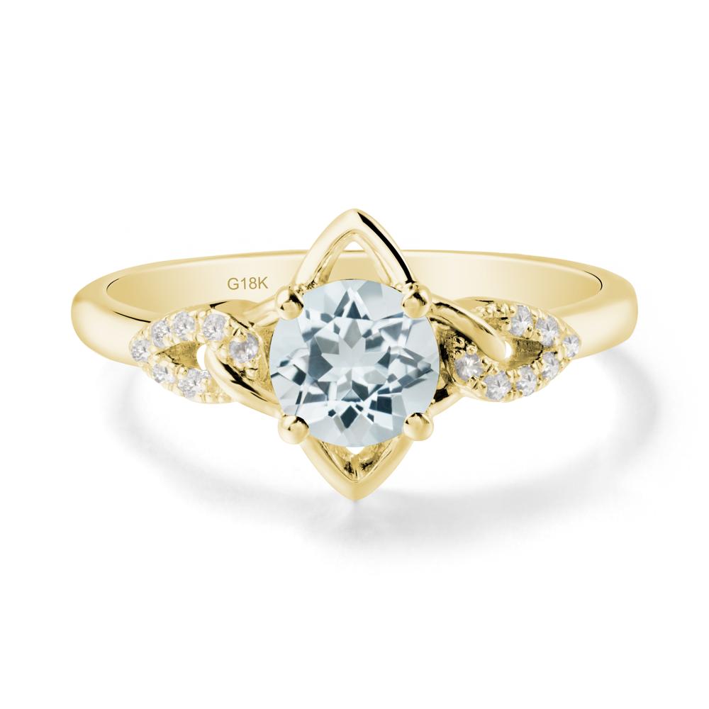 Floral Inspired Aquamarine Ring with Leaves - LUO Jewelry #metal_18k yellow gold