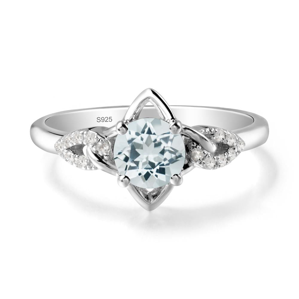 Floral Inspired Aquamarine Ring with Leaves - LUO Jewelry #metal_sterling silver