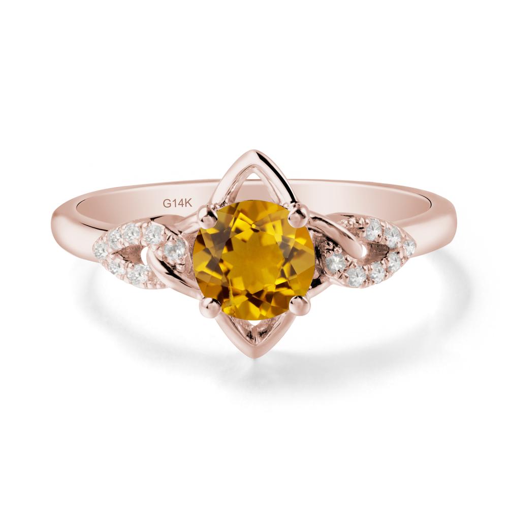 Floral Inspired Citrine Ring with Leaves - LUO Jewelry #metal_14k rose gold