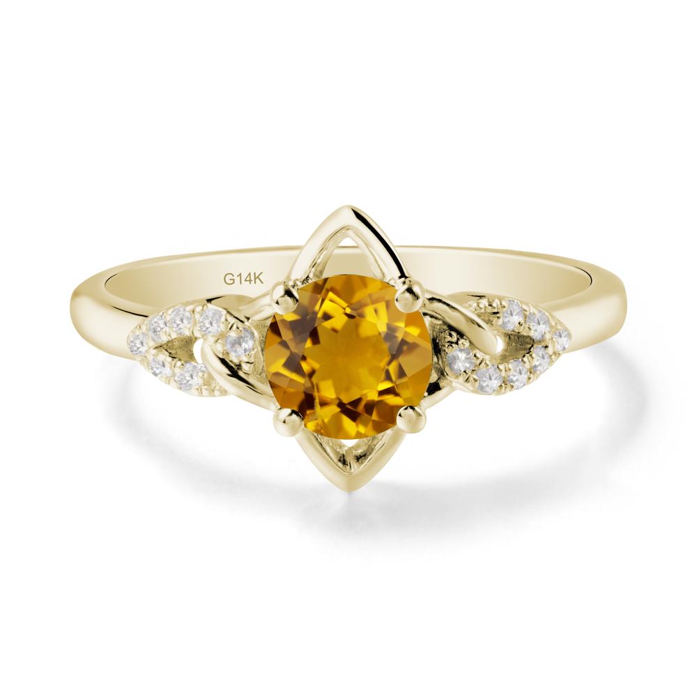 Floral Inspired Citrine Ring with Leaves - LUO Jewelry #metal_14k yellow gold