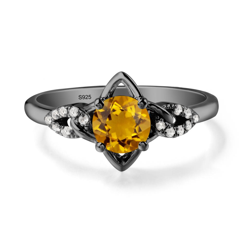 Floral Inspired Citrine Ring with Leaves - LUO Jewelry #metal_black finish sterling silver