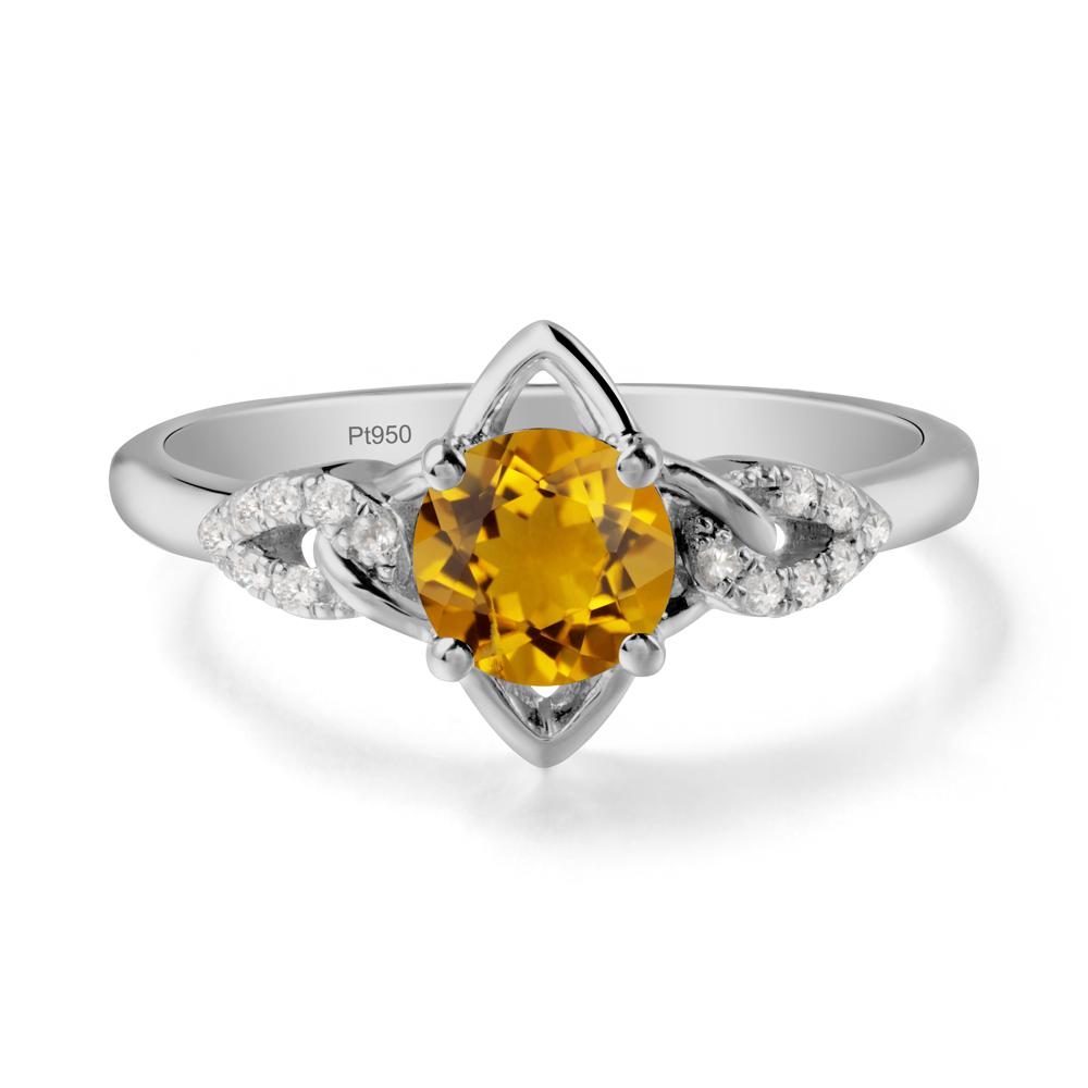 Floral Inspired Citrine Ring with Leaves - LUO Jewelry #metal_platinum
