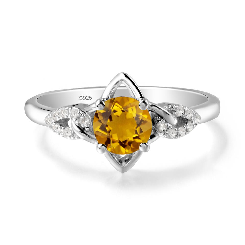 Floral Inspired Citrine Ring with Leaves - LUO Jewelry #metal_sterling silver