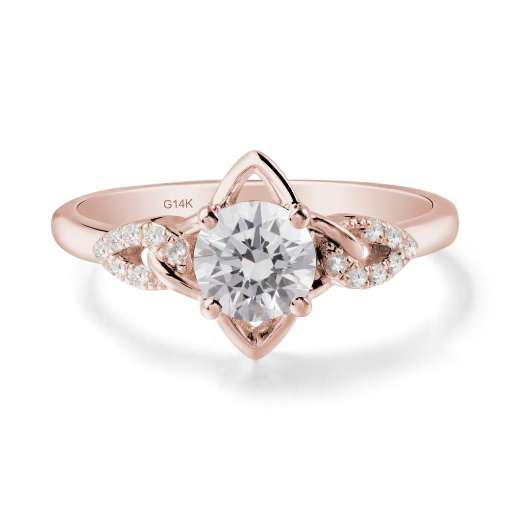 Floral Inspired Diamond Ring with Leaves - LUO Jewelry #metal_14k rose gold