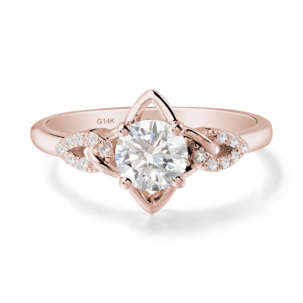 Floral Inspired Diamond Ring with Leaves - LUO Jewelry #metal_14k rose gold