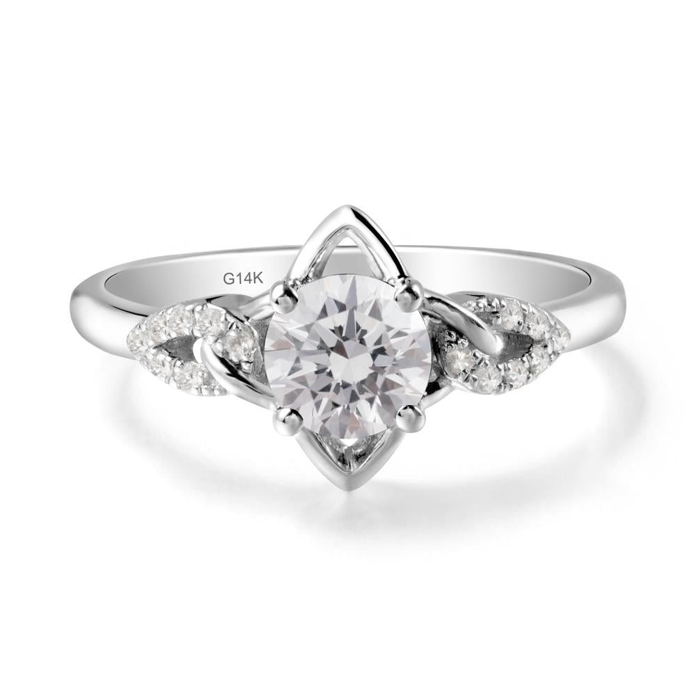 Floral Inspired Diamond Ring with Leaves - LUO Jewelry #metal_14k white gold