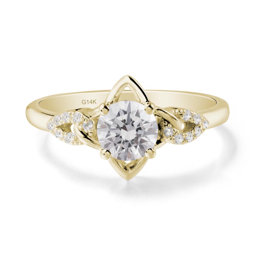 Floral Inspired Diamond Ring with Leaves - LUO Jewelry #metal_14k yellow gold