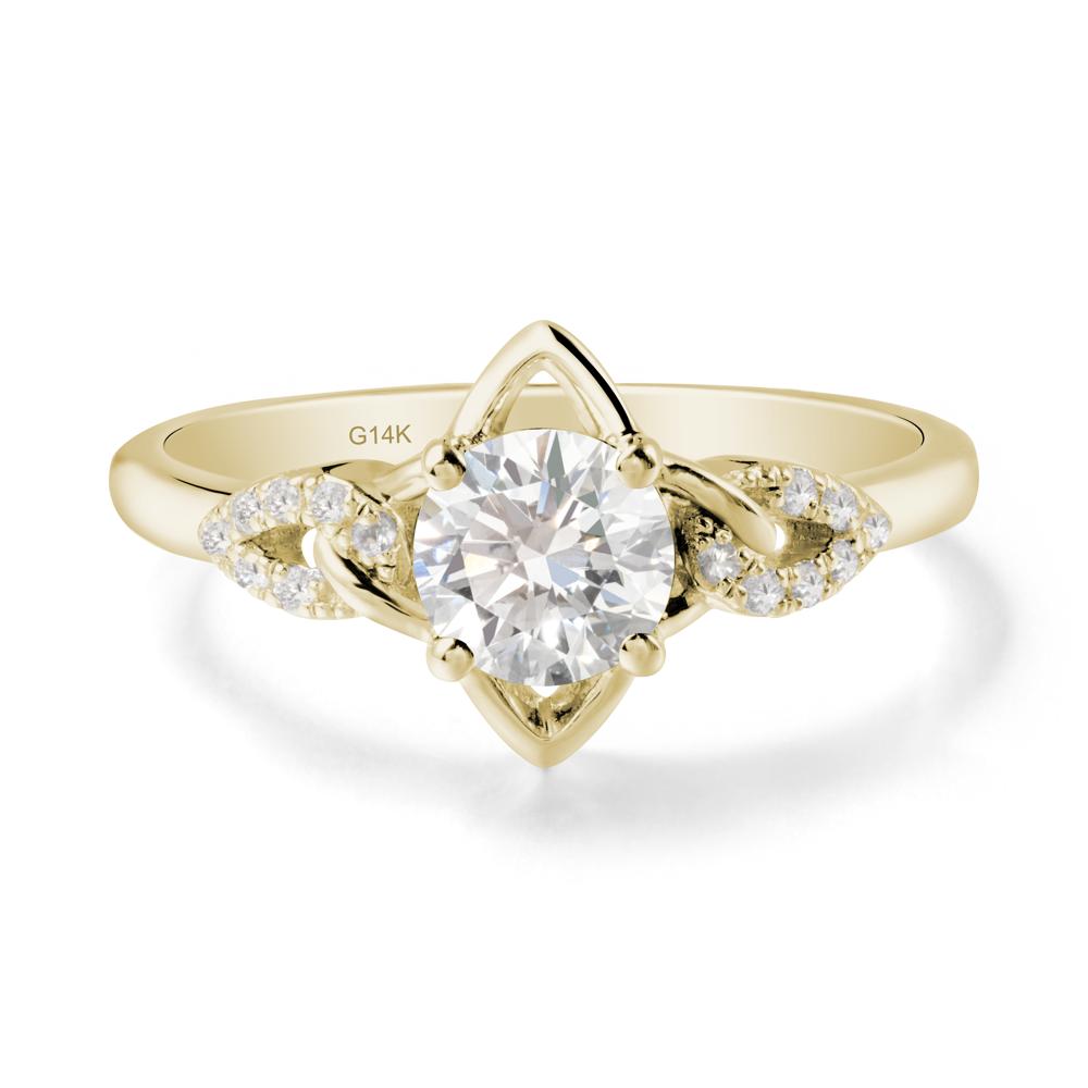 Floral Inspired Diamond Ring with Leaves - LUO Jewelry #metal_14k yellow gold