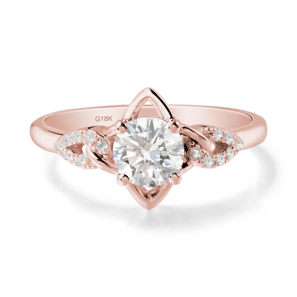 Floral Inspired Diamond Ring with Leaves - LUO Jewelry #metal_18k rose gold