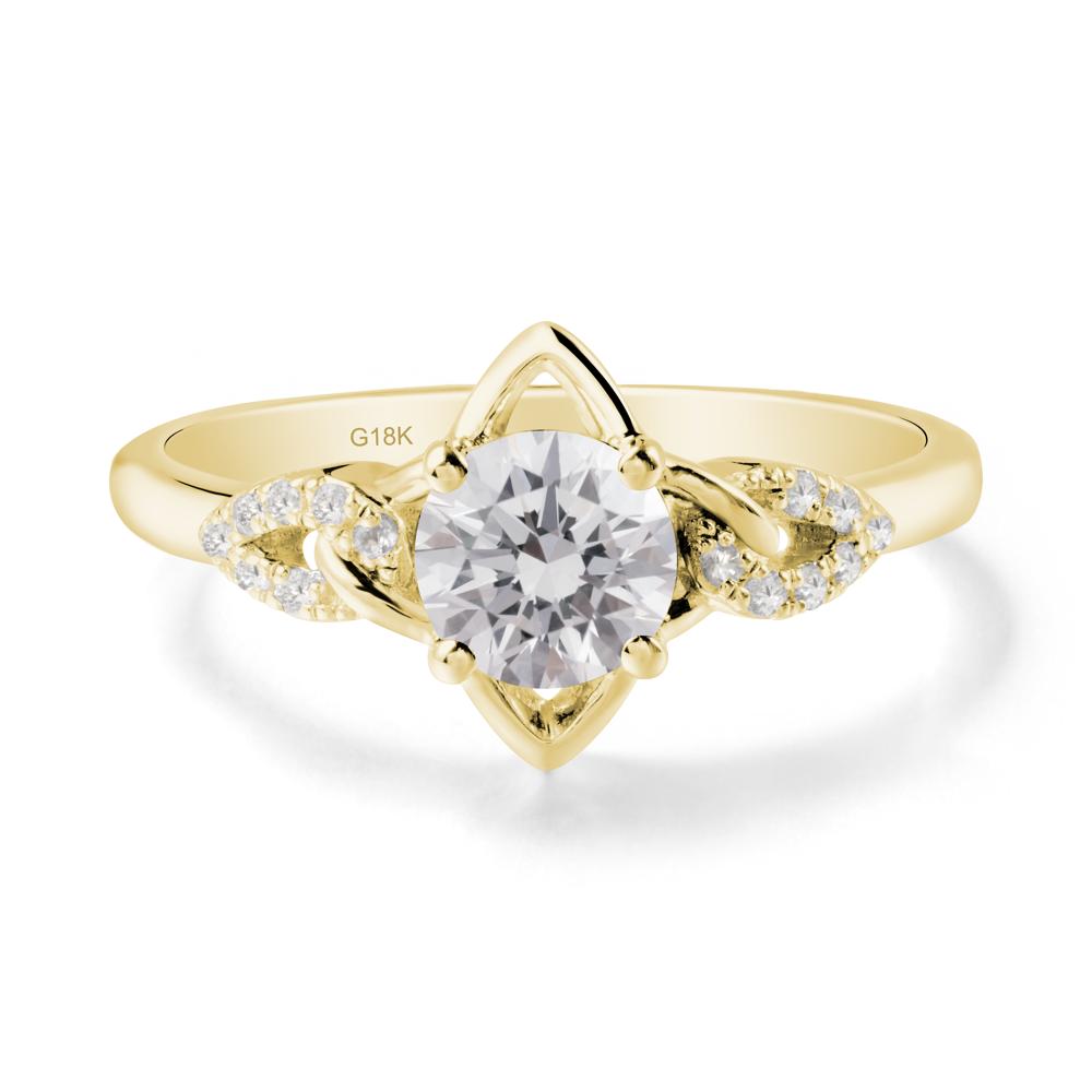Floral Inspired Diamond Ring with Leaves - LUO Jewelry #metal_18k yellow gold