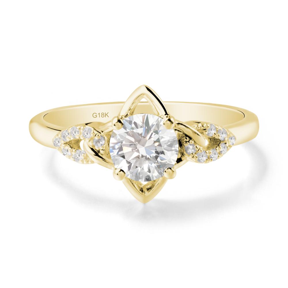 Floral Inspired Diamond Ring with Leaves - LUO Jewelry #metal_18k yellow gold