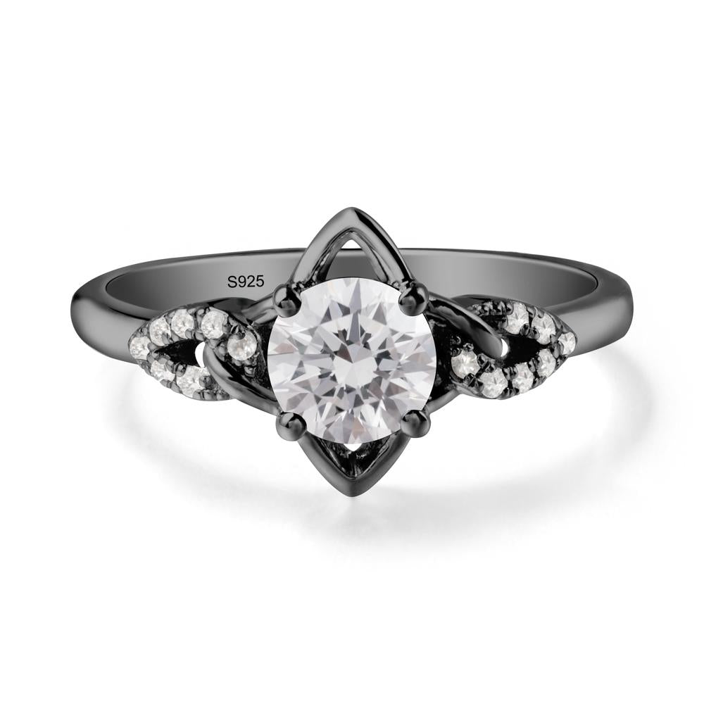 Floral Inspired Diamond Ring with Leaves - LUO Jewelry #metal_black finish sterling silver
