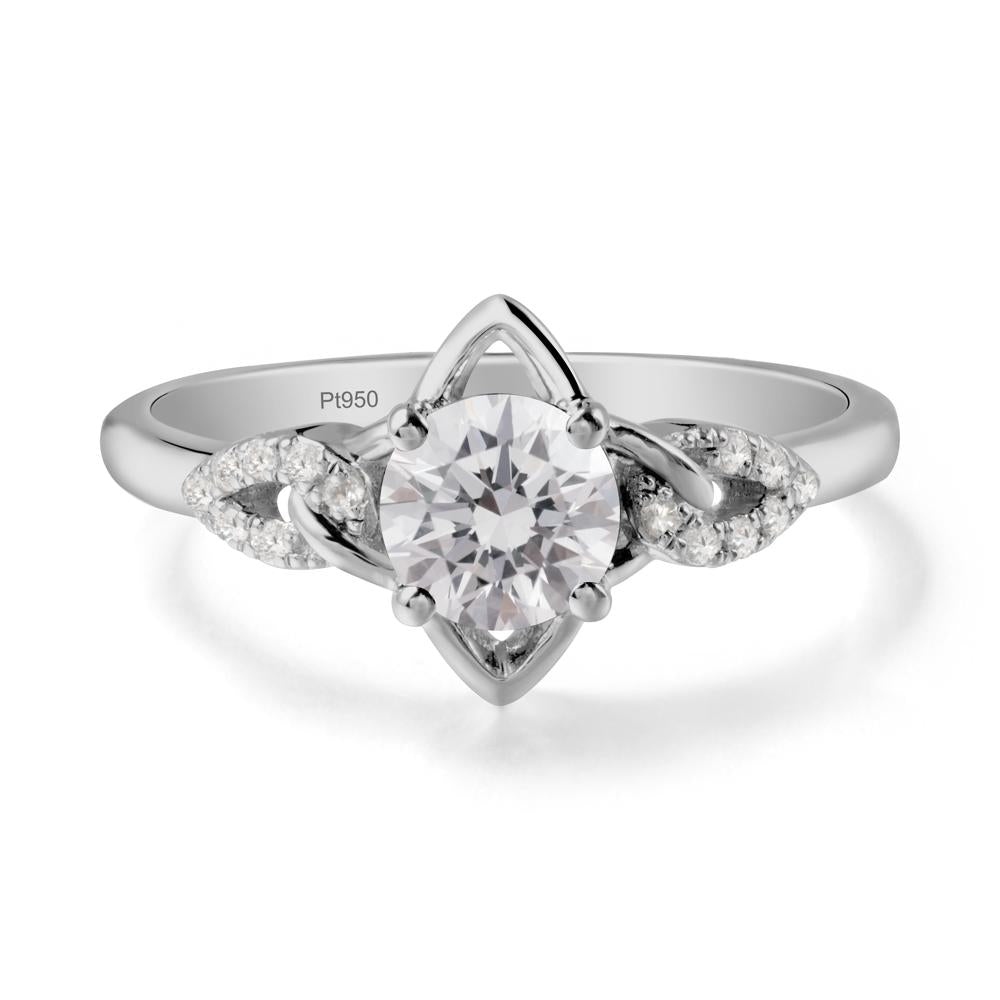 Floral Inspired Diamond Ring with Leaves - LUO Jewelry #metal_platinum