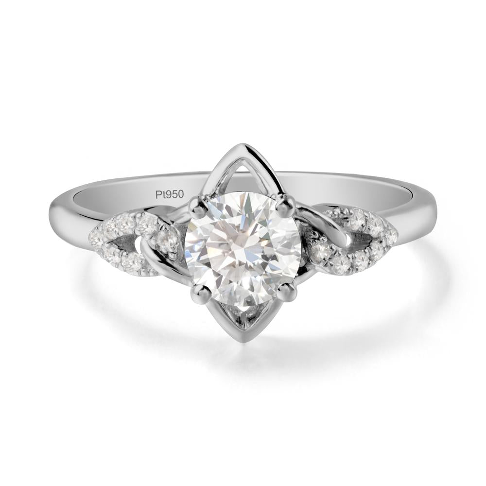 Floral Inspired Diamond Ring with Leaves - LUO Jewelry #metal_platinum