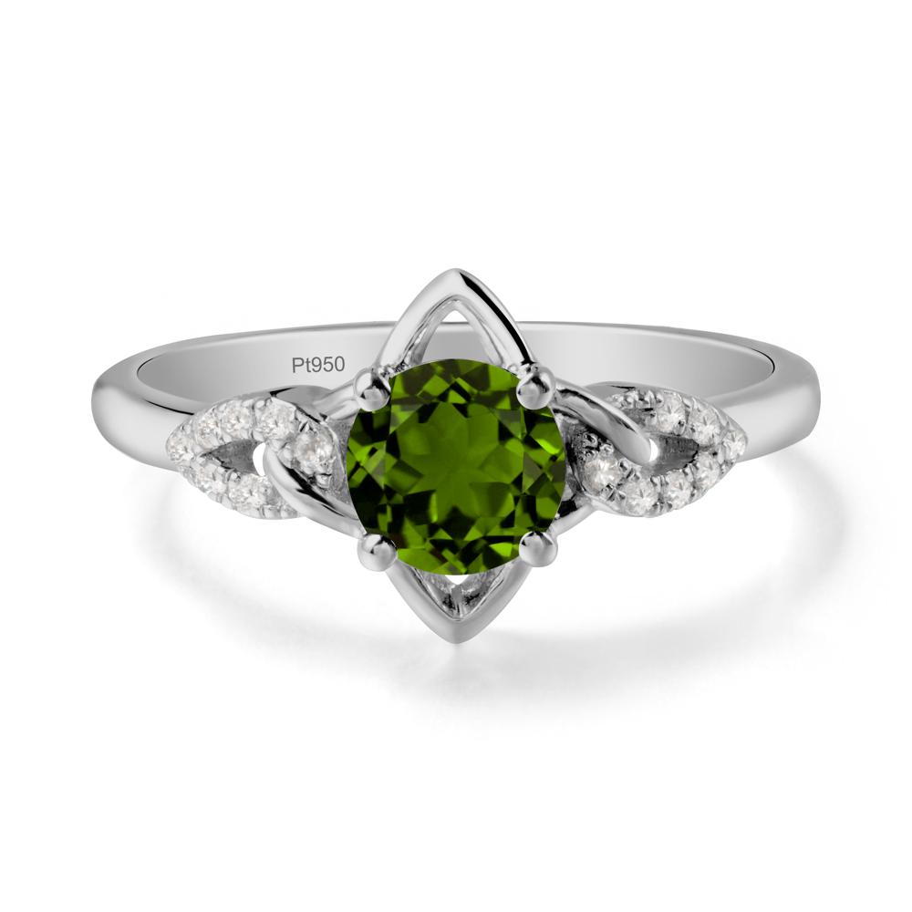 Round Diopside Ring with Geometric Line - LUO Jewelry #metal_platinum