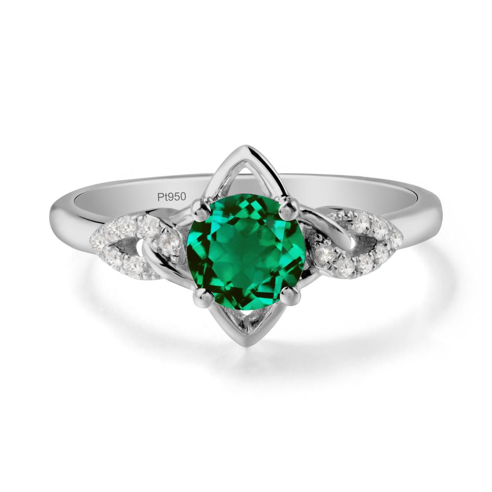 Floral Inspired Emerald Ring with Leaves - LUO Jewelry #metal_platinum