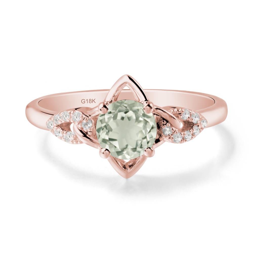 Floral Inspired Green Amethyst Ring with Leaves - LUO Jewelry #metal_18k rose gold