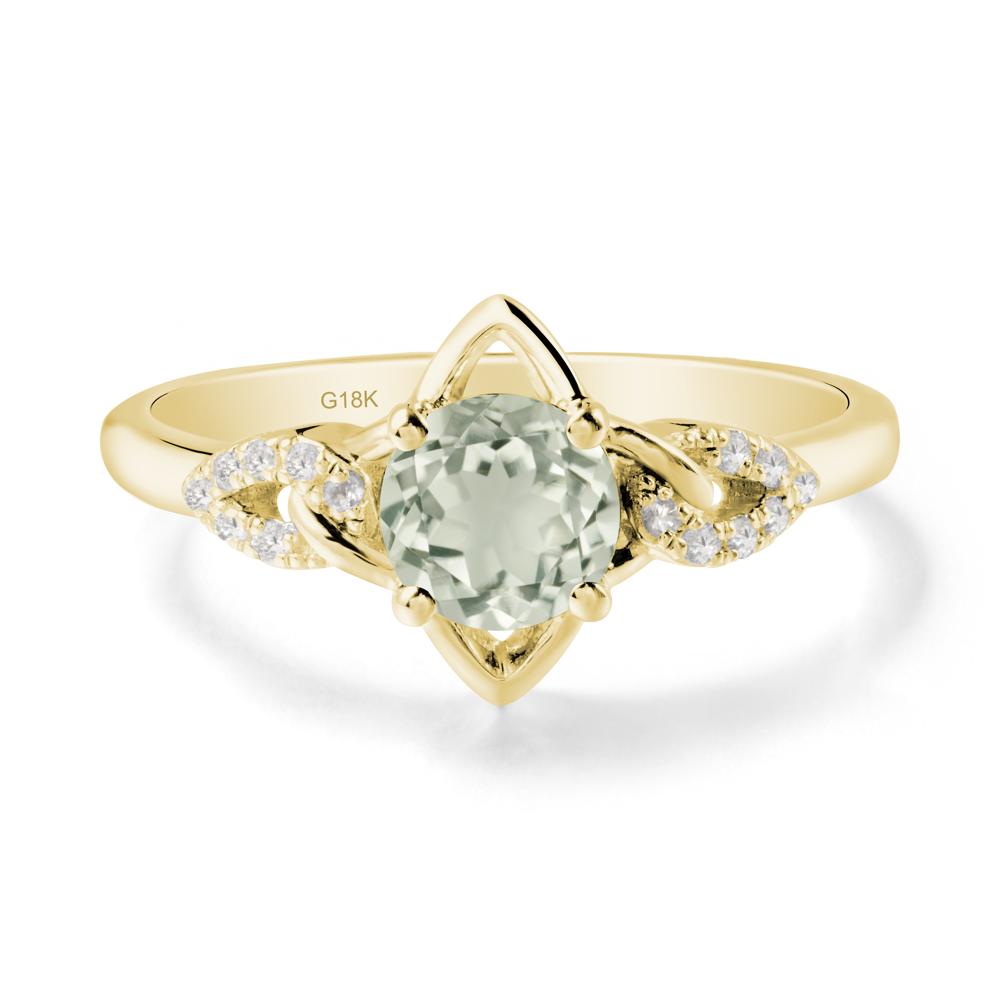 Floral Inspired Green Amethyst Ring with Leaves - LUO Jewelry #metal_18k yellow gold