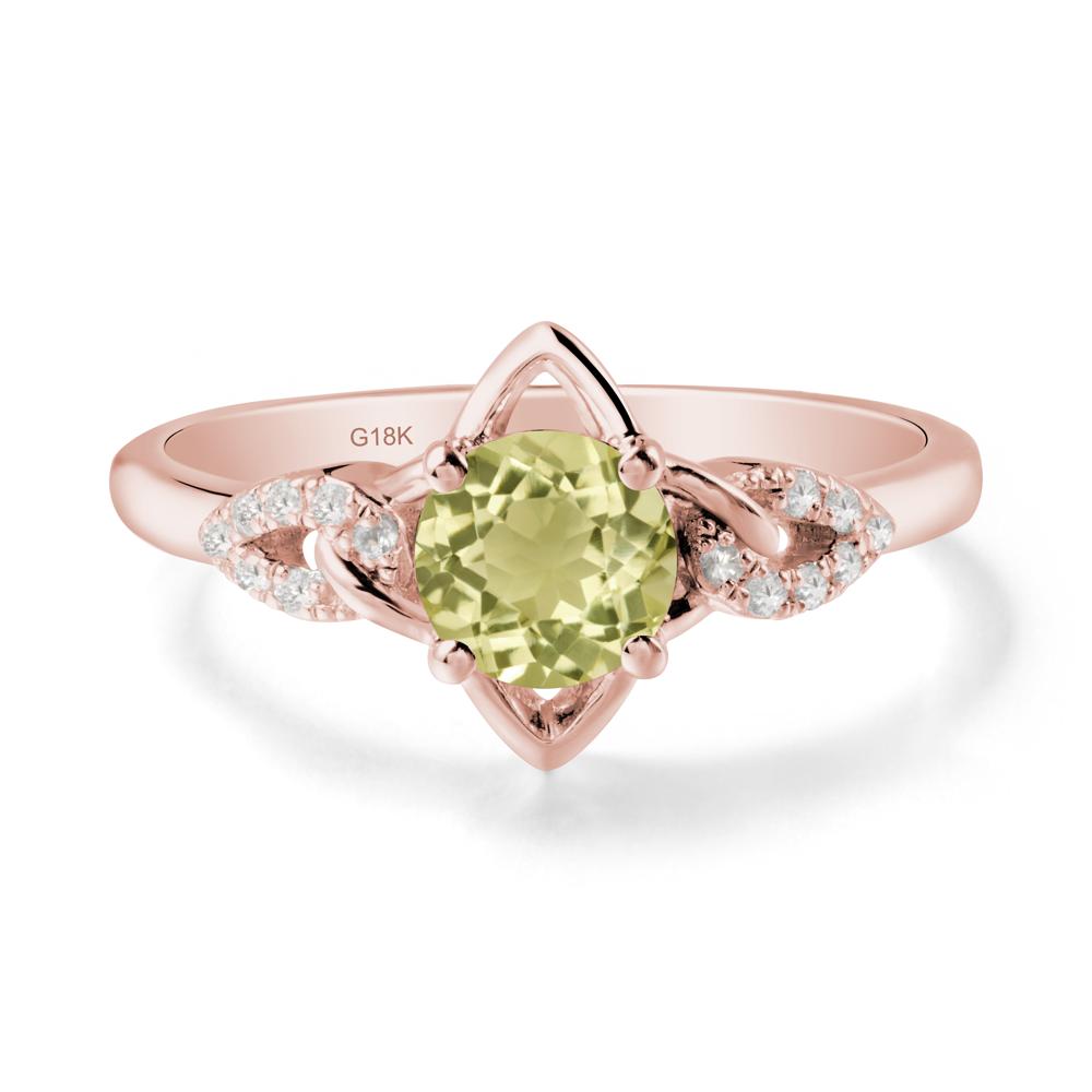 Floral Inspired Lemon Quartz Ring with Leaves - LUO Jewelry #metal_18k rose gold