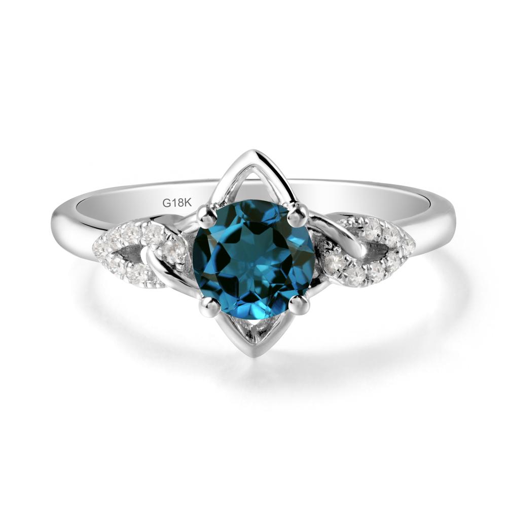 Round London Blue Topaz Ring with Geometric Line - LUO Jewelry #metal_18k white gold
