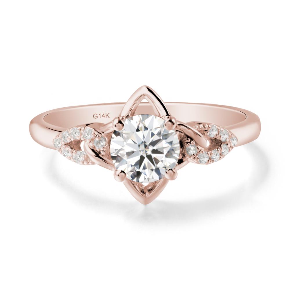 Floral Inspired Moissanite Ring with Leaves - LUO Jewelry #metal_14k rose gold