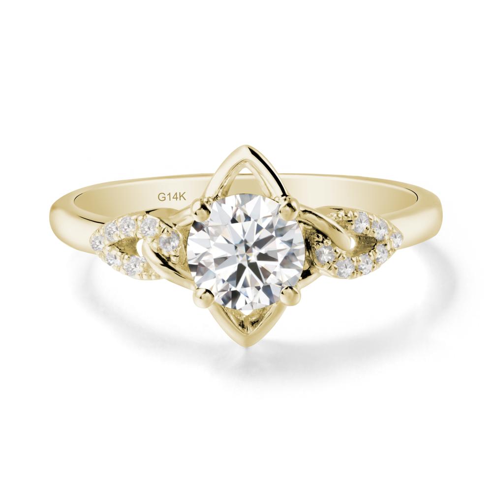 Floral Inspired Moissanite Ring with Leaves - LUO Jewelry #metal_14k yellow gold