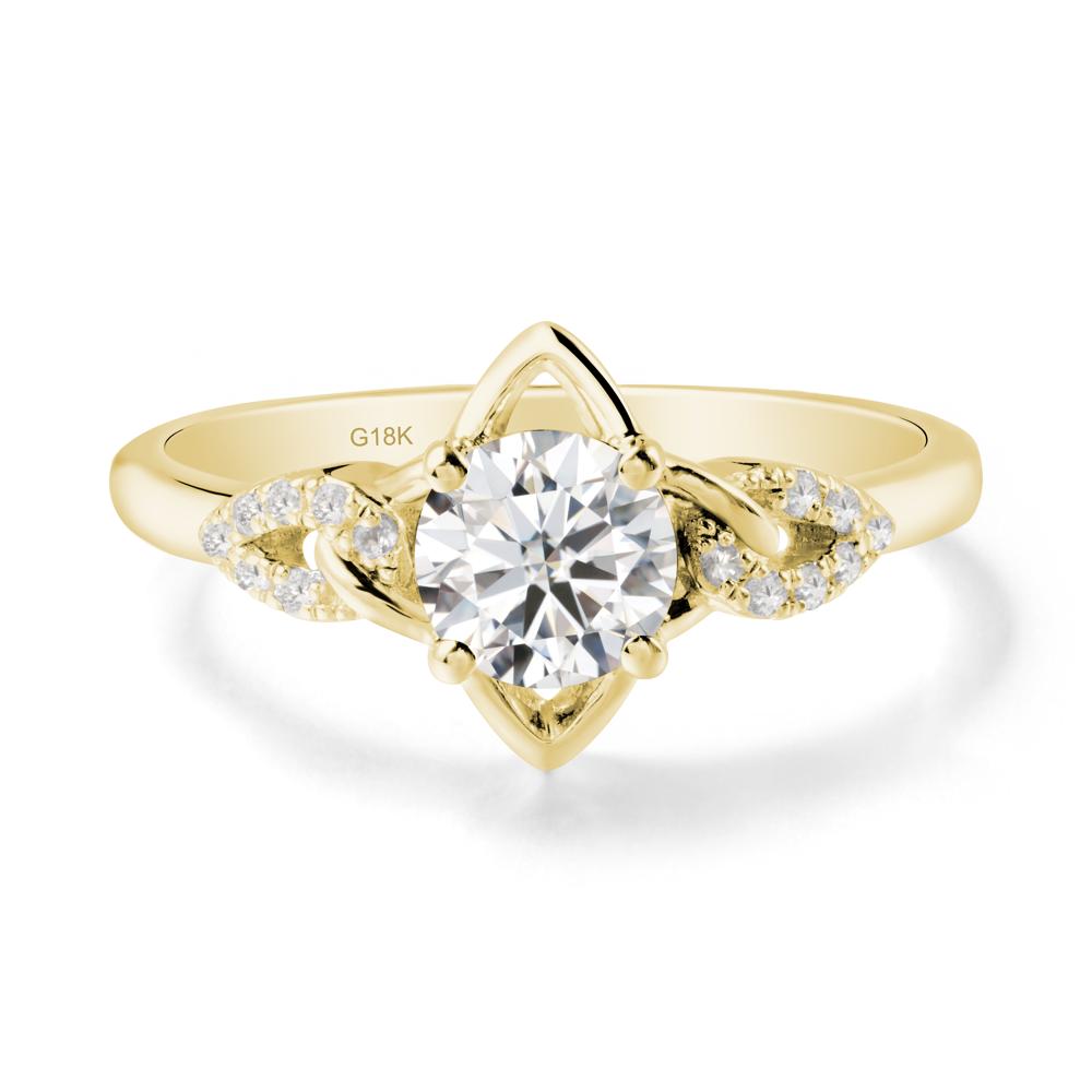 Floral Inspired Moissanite Ring with Leaves - LUO Jewelry #metal_18k yellow gold