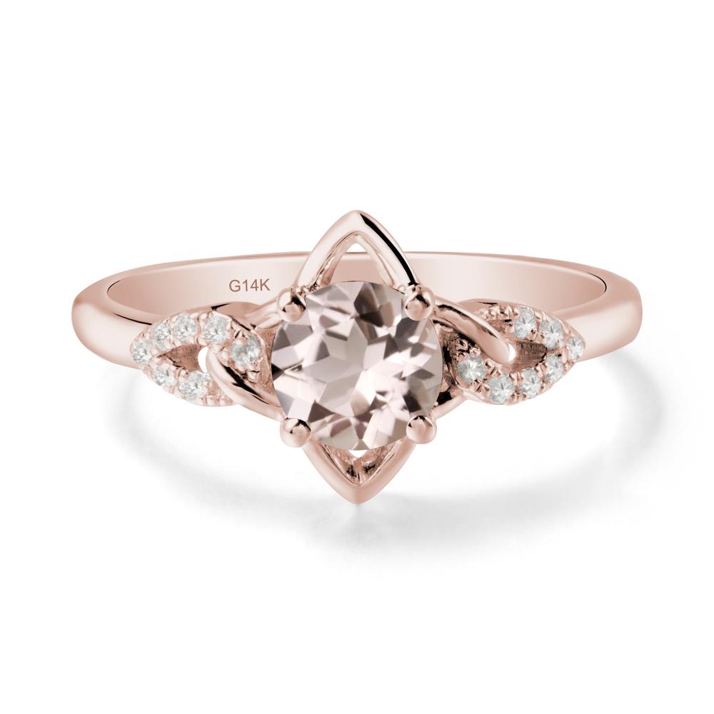 Floral Inspired Morganite Ring with Leaves - LUO Jewelry #metal_14k rose gold