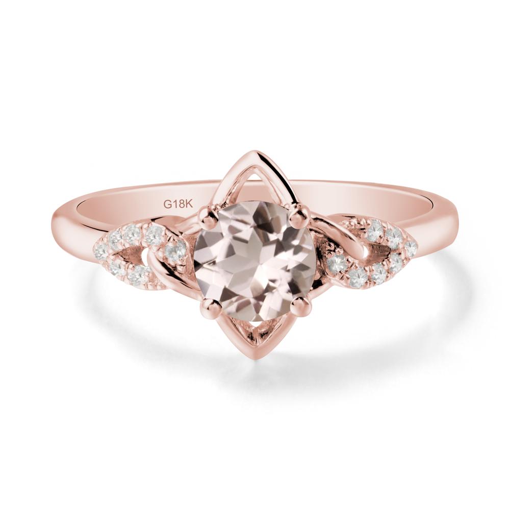 Floral Inspired Morganite Ring with Leaves - LUO Jewelry #metal_18k rose gold