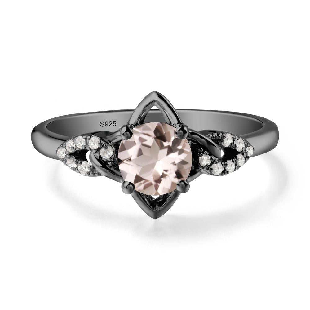 Floral Inspired Morganite Ring with Leaves - LUO Jewelry #metal_black finish sterling silver
