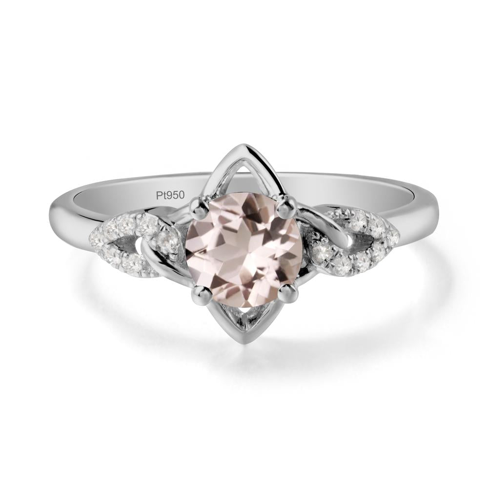 Floral Inspired Morganite Ring with Leaves - LUO Jewelry #metal_platinum