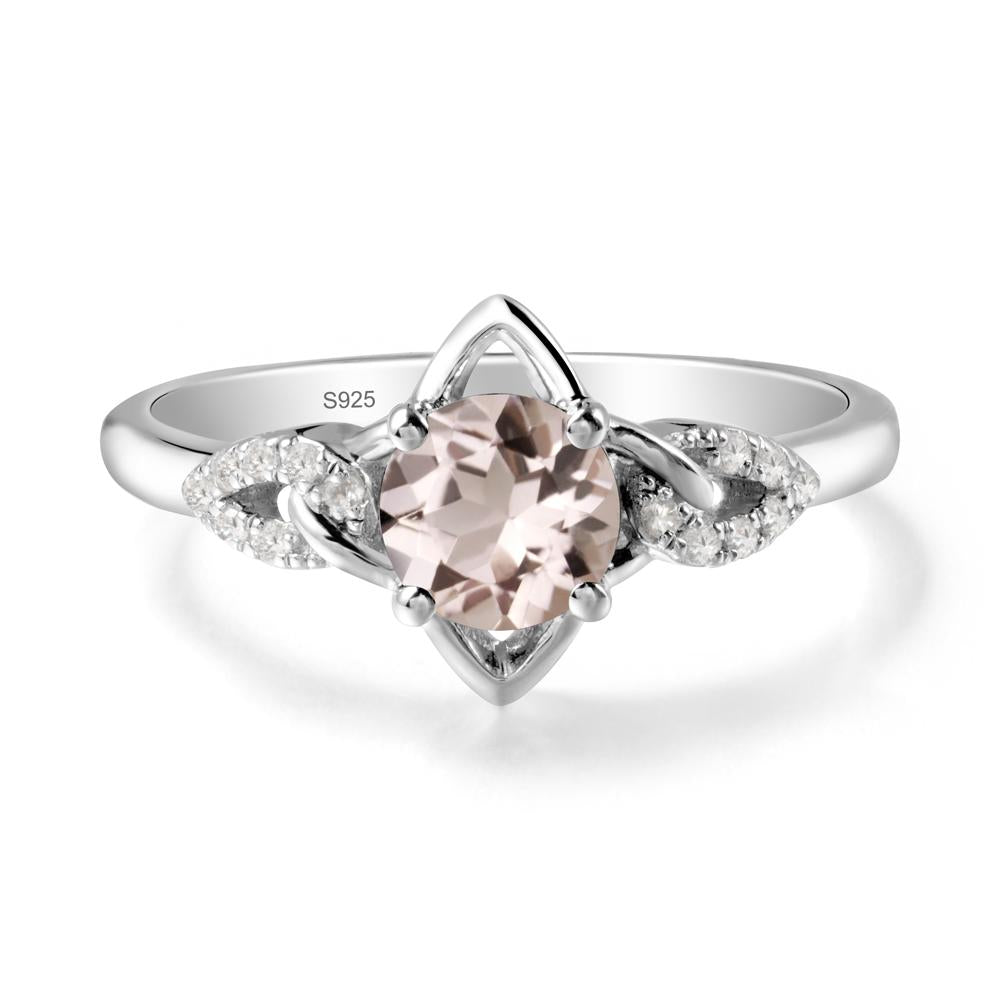 Floral Inspired Morganite Ring with Leaves - LUO Jewelry #metal_sterling silver
