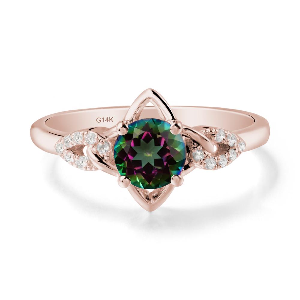Round Mystic Topaz Ring with Geometric Line - LUO Jewelry #metal_14k rose gold