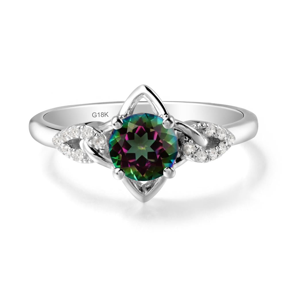 Round Mystic Topaz Ring with Geometric Line - LUO Jewelry #metal_18k white gold