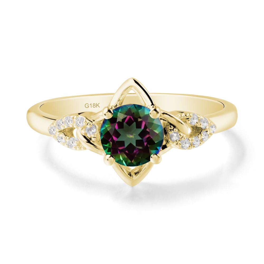 Round Mystic Topaz Ring with Geometric Line - LUO Jewelry #metal_18k yellow gold