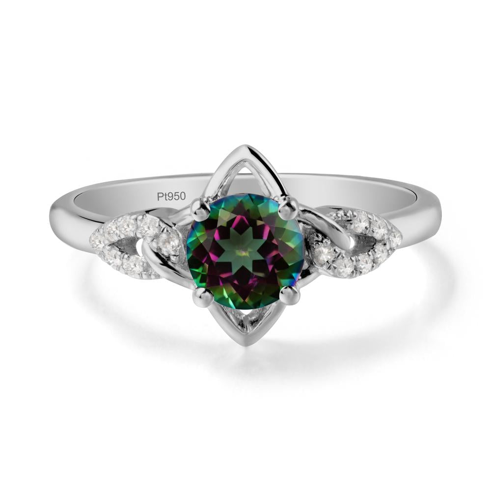 Round Mystic Topaz Ring with Geometric Line - LUO Jewelry #metal_platinum