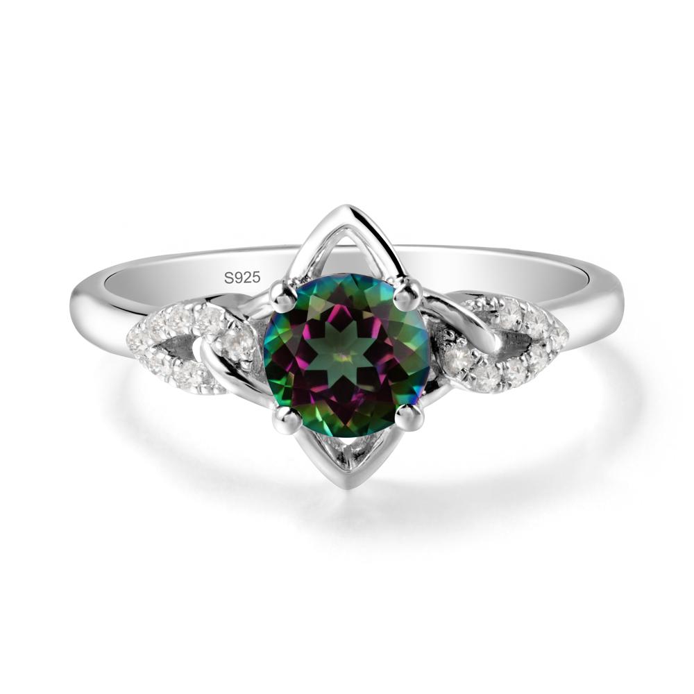 Round Mystic Topaz Ring with Geometric Line - LUO Jewelry #metal_sterling silver