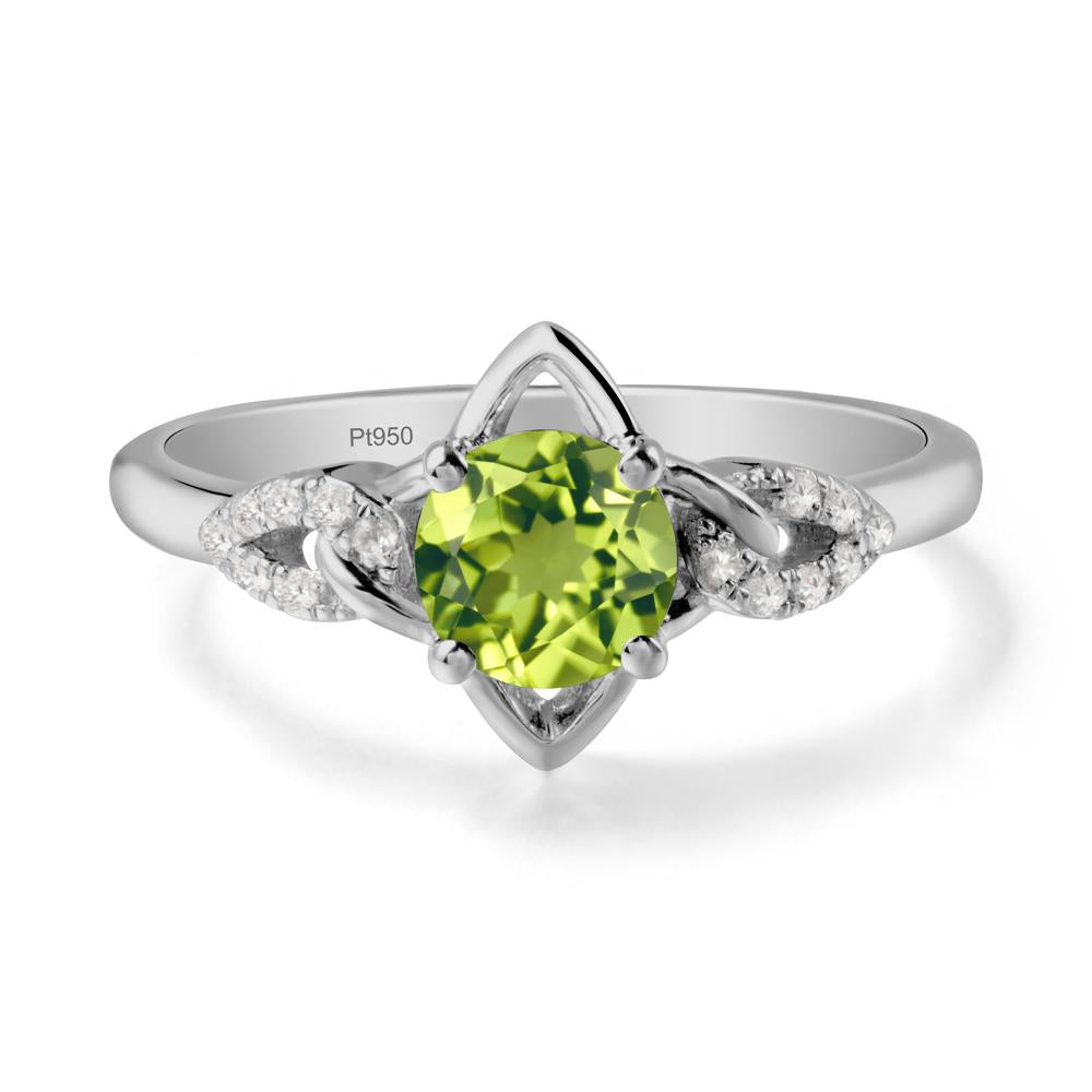Round Peridot Ring with Geometric Line - LUO Jewelry #metal_platinum