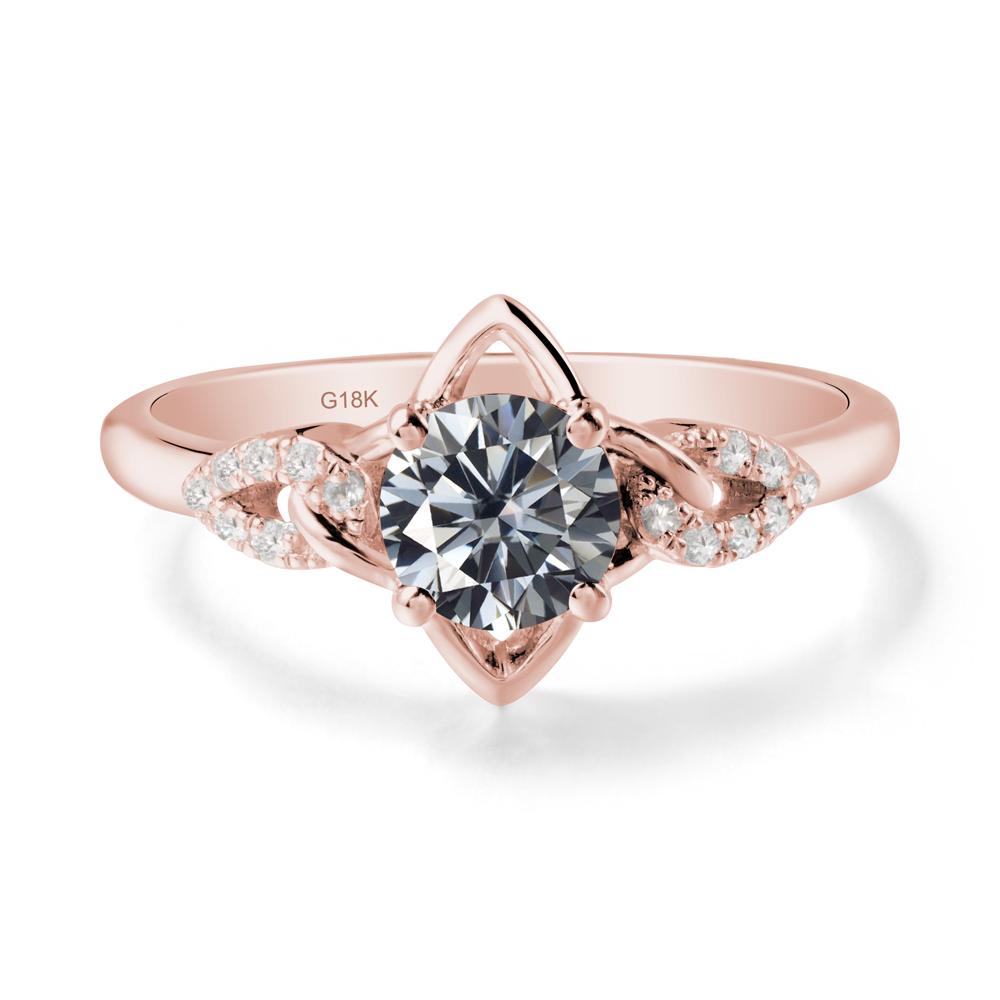 Floral Inspired Grey Moissanite Ring with Leaves - LUO Jewelry #metal_18k rose gold
