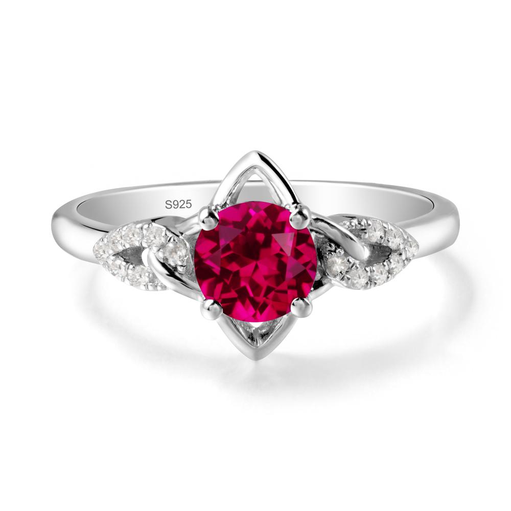 Round Ruby Ring with Geometric Line - LUO Jewelry #metal_sterling silver