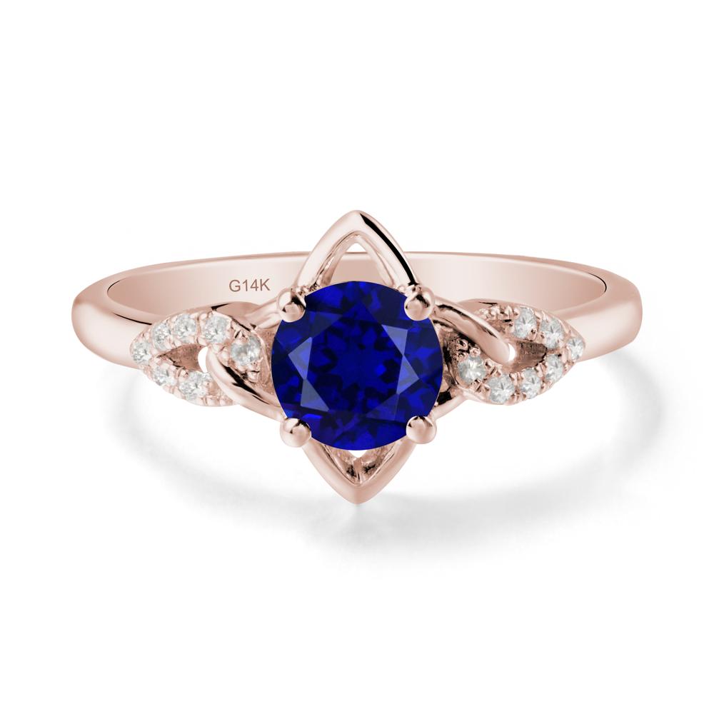Floral Inspired Sapphire Ring with Leaves - LUO Jewelry #metal_14k rose gold