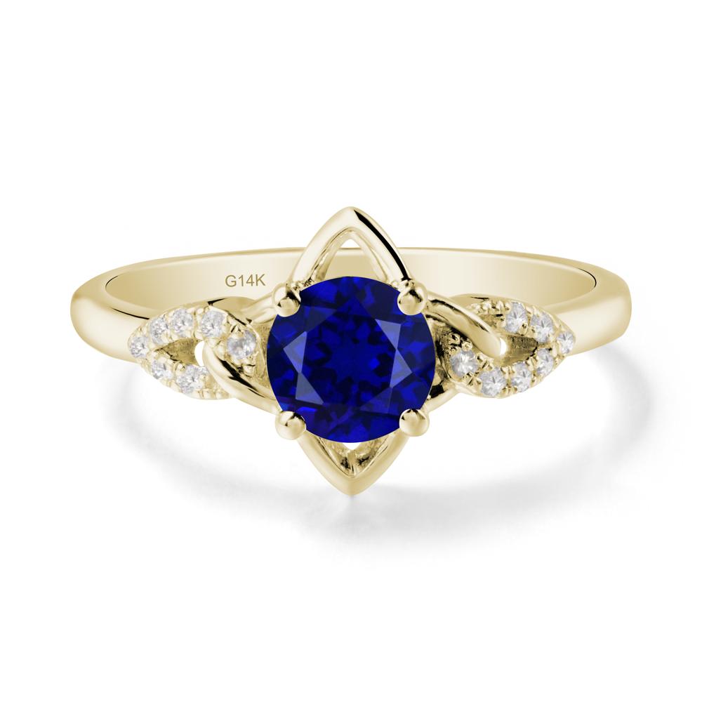 Floral Inspired Sapphire Ring with Leaves - LUO Jewelry #metal_14k yellow gold