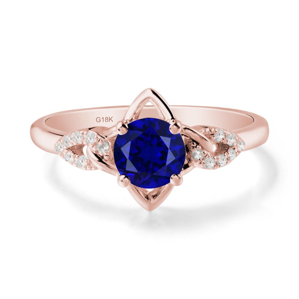 Floral Inspired Sapphire Ring with Leaves - LUO Jewelry #metal_18k rose gold