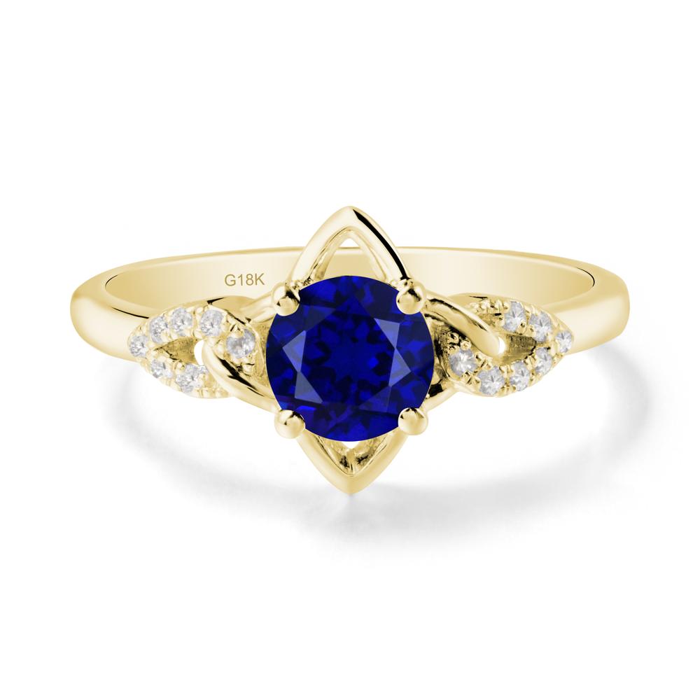 Floral Inspired Sapphire Ring with Leaves - LUO Jewelry #metal_18k yellow gold