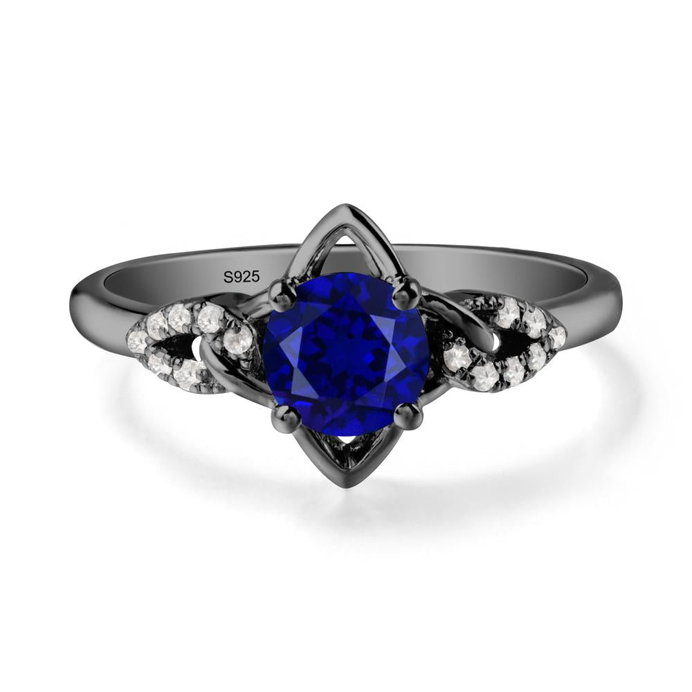 Floral Inspired Sapphire Ring with Leaves - LUO Jewelry #metal_black finish sterling silver